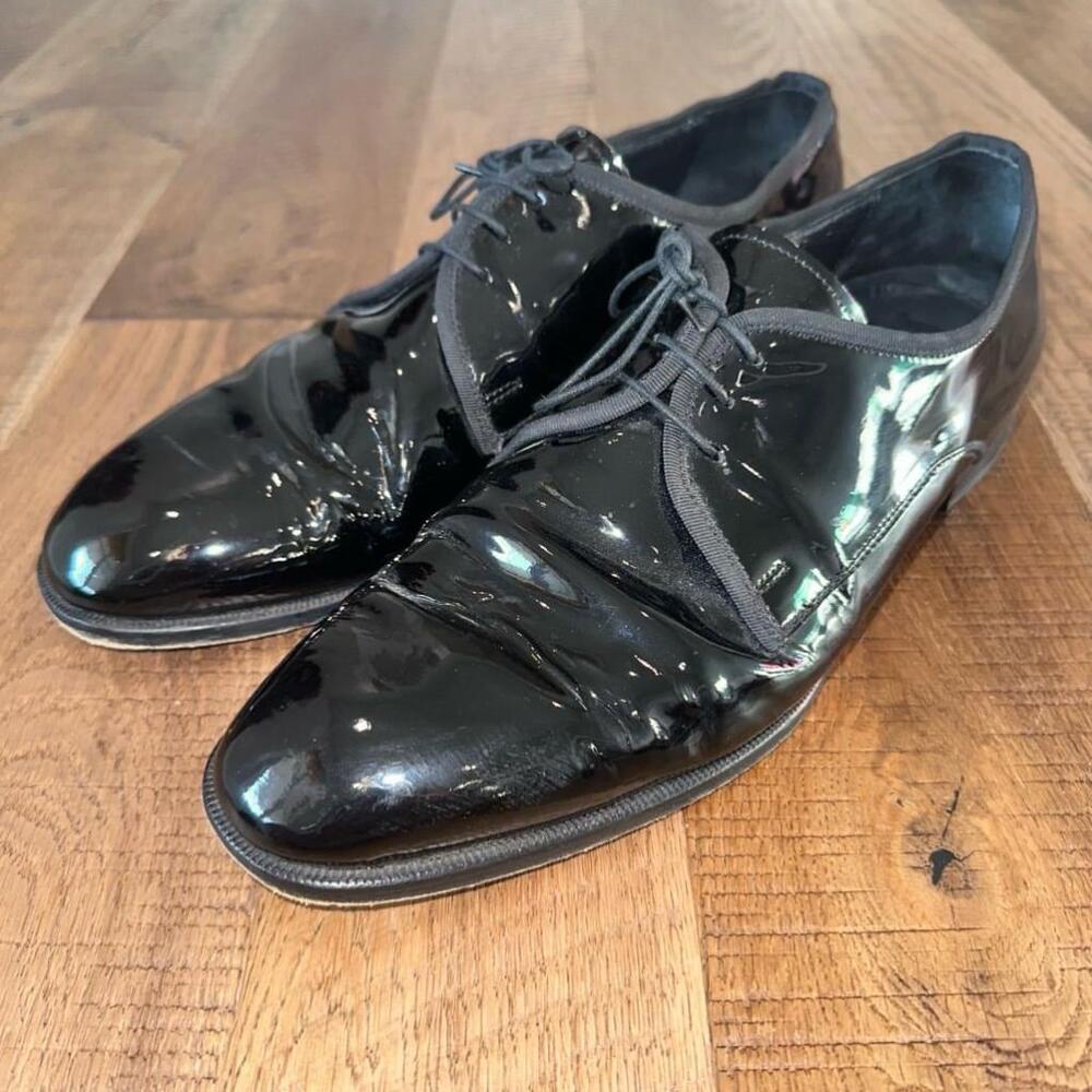 Vito Rufalo Men’s Italian Black Patent Leather Tuxedo Derby Dress Shoes Size 13M